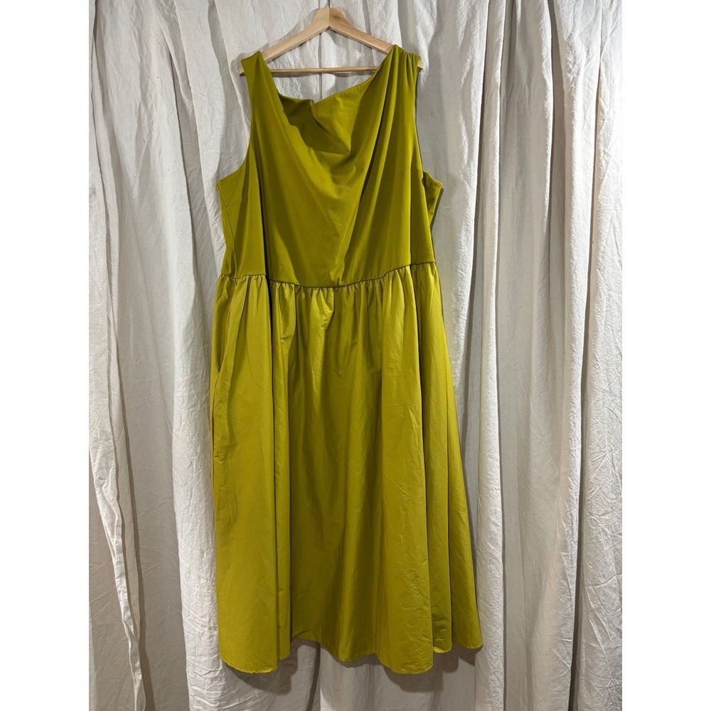 Eloquii Chartreuse Green Mixed Media Midi Dress Plus Size 32 NWT